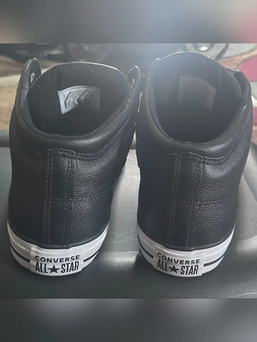 Converse High Street Black High-Top Leather Sneakers Mens Size 10/Wms Size 12 - Picture 4 of 10